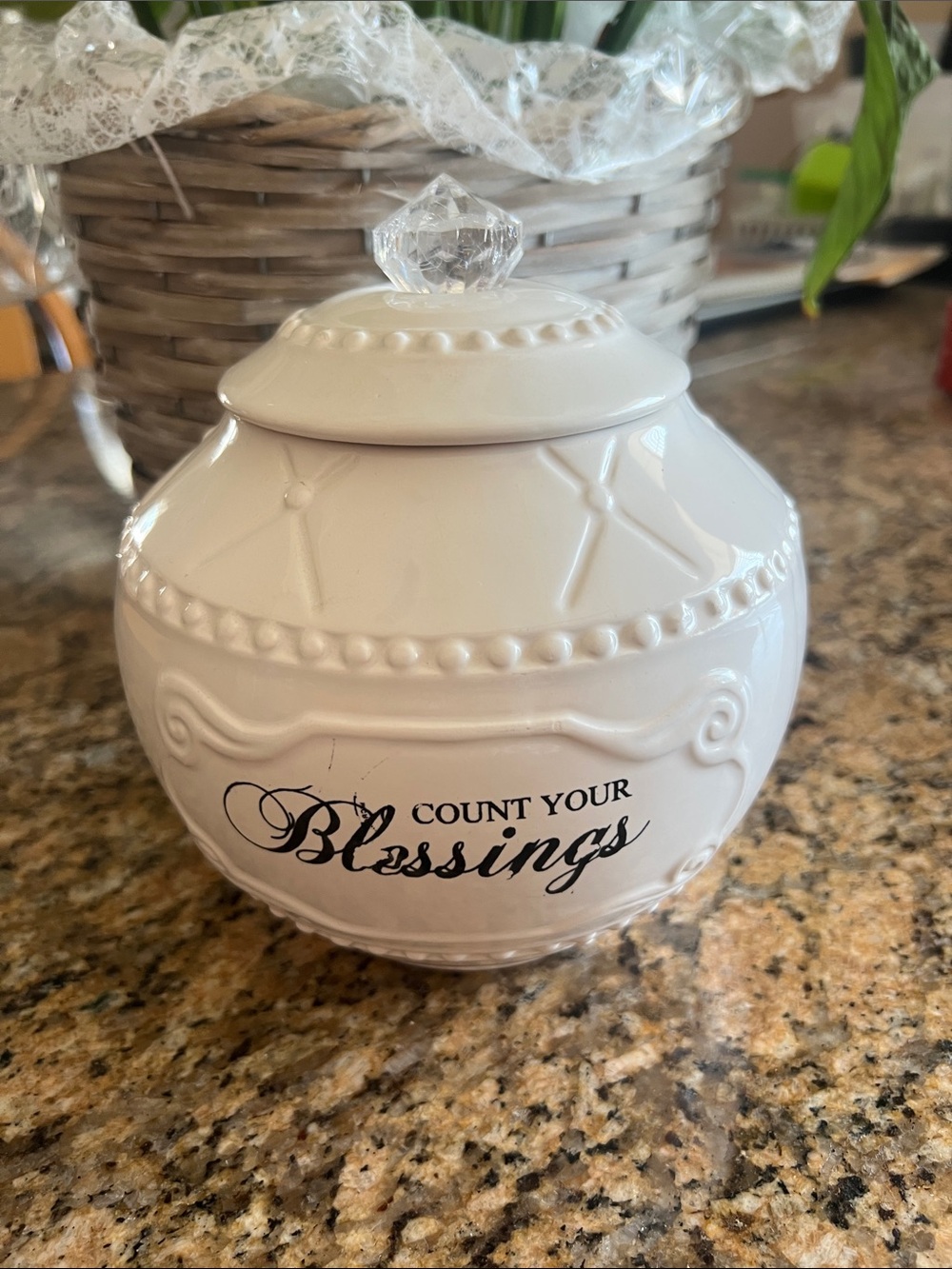 Antique inspired Small cookie /snack jar- white ceramic